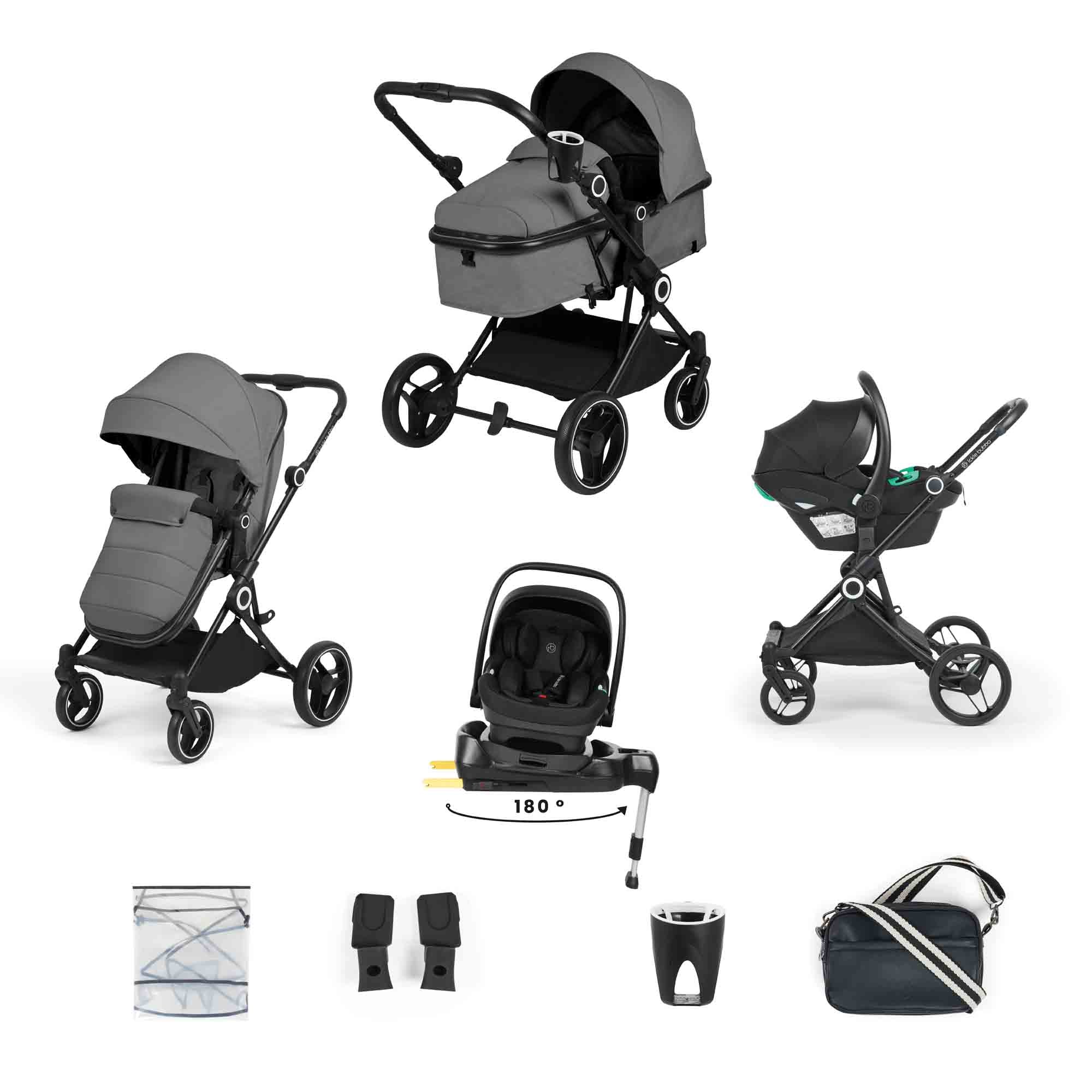Atom 9 Piece Travel System with i-Size Nimbus Car Seat & Spin ISOFIX Base - Image 3