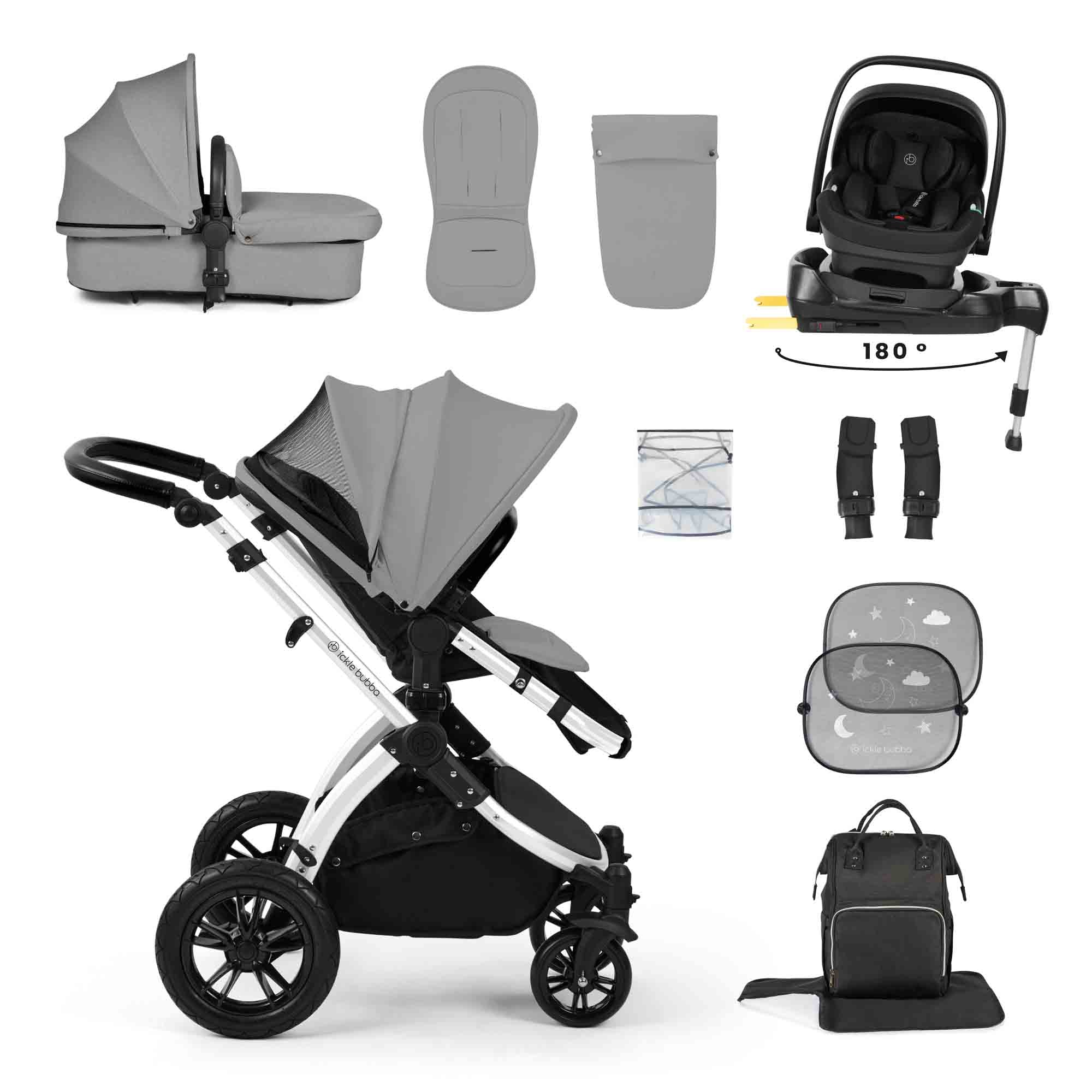 Stomp Luxe 12 Piece Travel System with i-Size Nimbus 180° Spin Car Seat & ISOFIX Base - Image 18