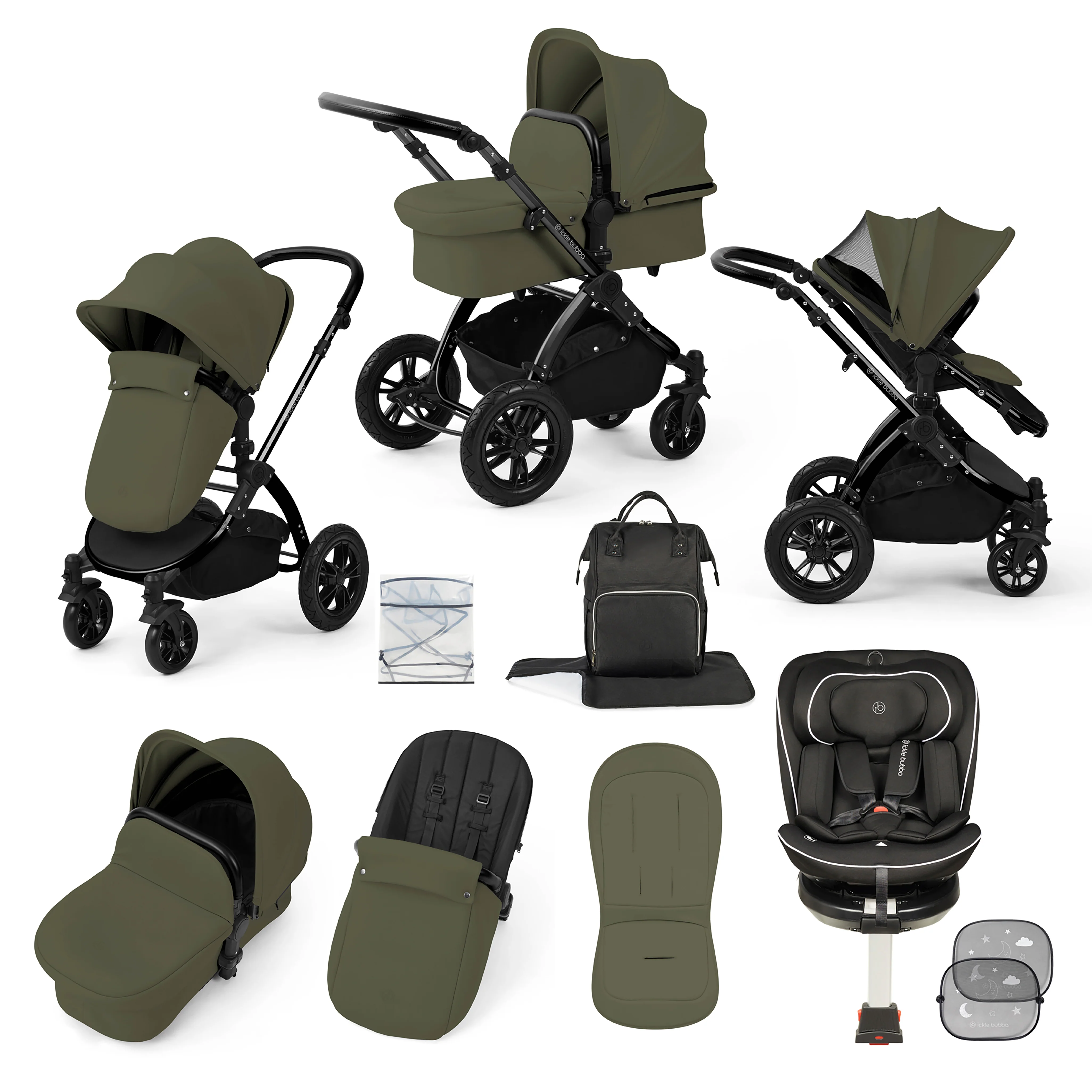 Stomp Luxe Travel Bundle with (Black) Radial i-Size Plus 360 Spin 40-150cm Isofix Car Seat - Image 16