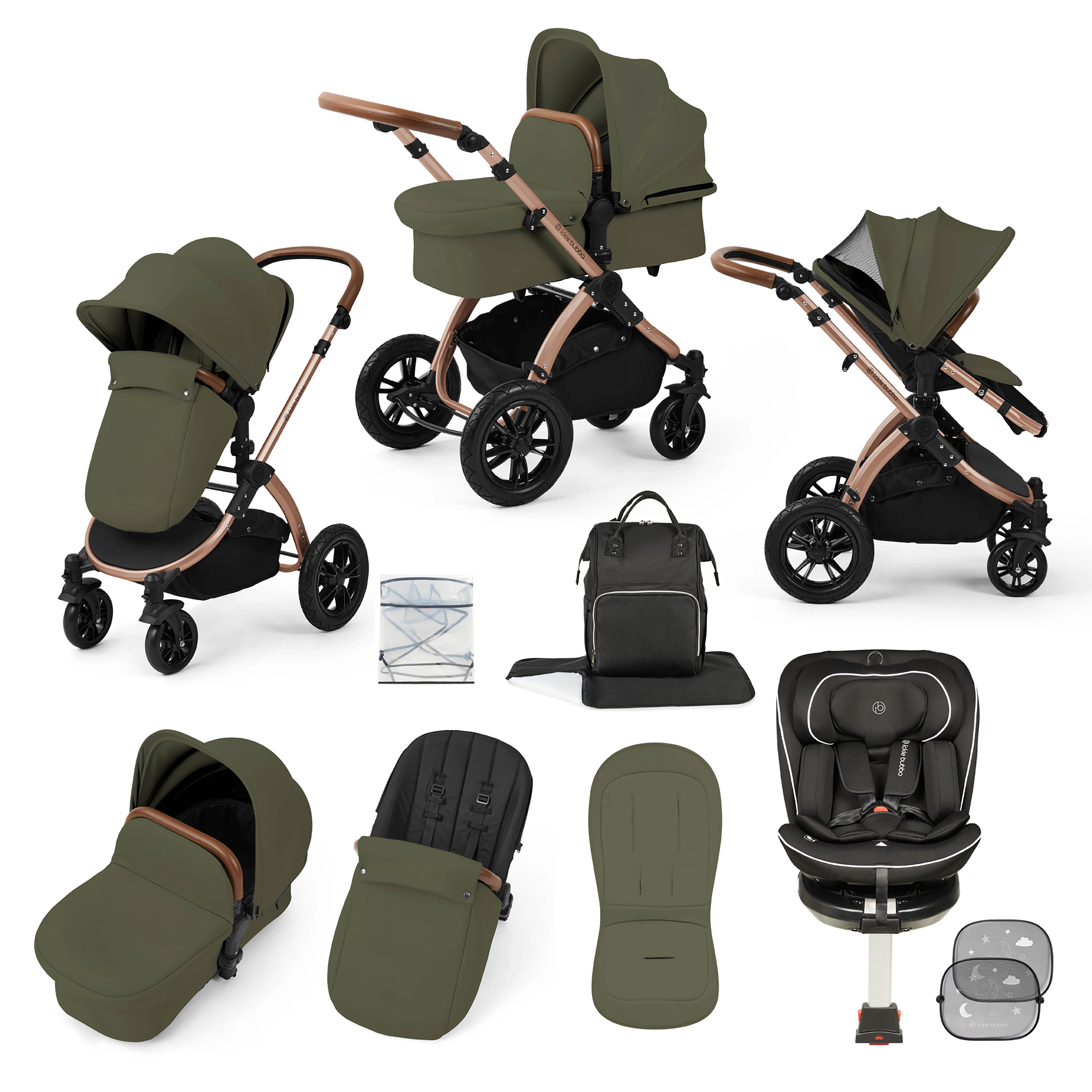 Stomp Luxe Travel Bundle with (Black) Radial i-Size Plus 360 Spin 40-150cm Isofix Car Seat - Image 17