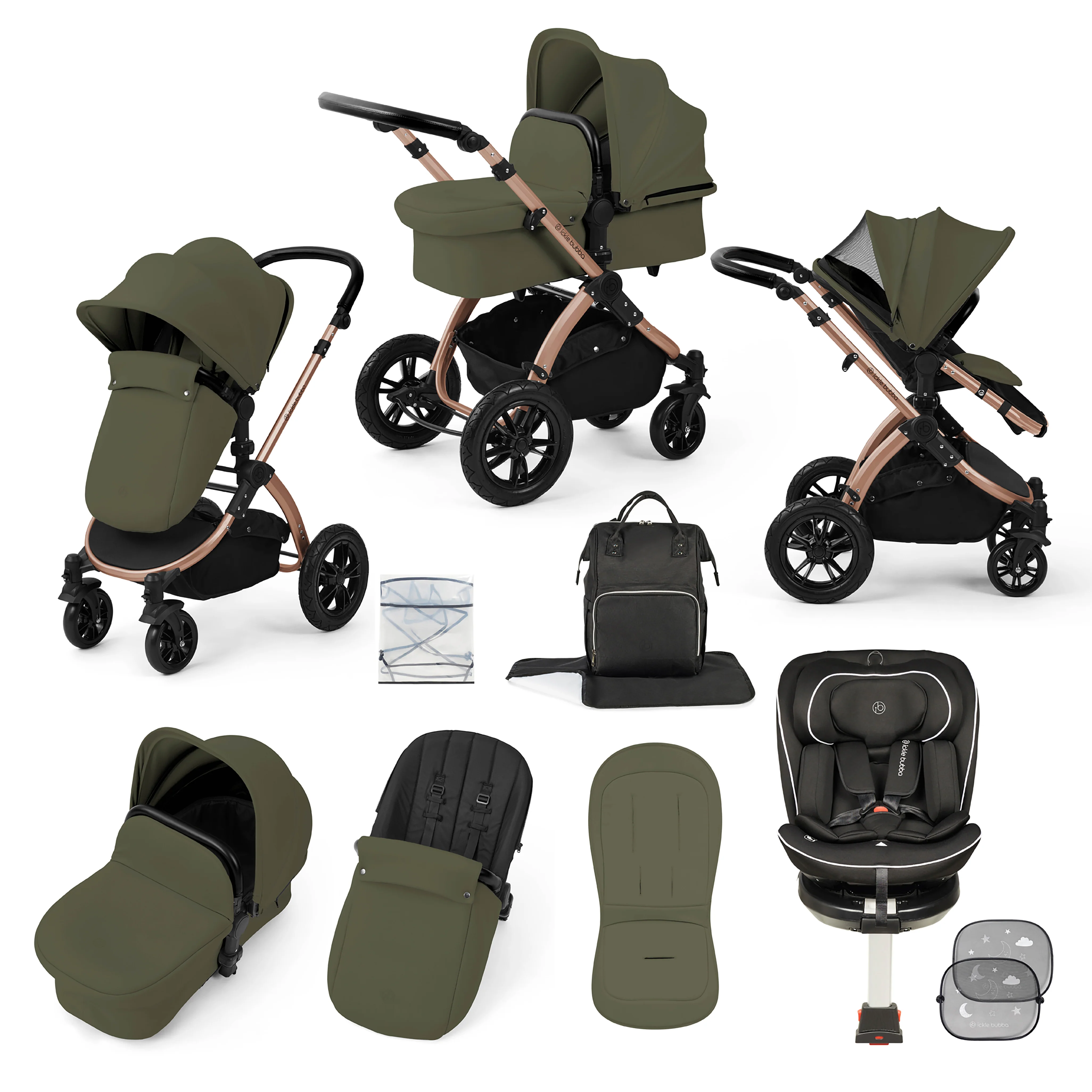 Stomp Luxe Travel Bundle with (Black) Radial i-Size Plus 360 Spin 40-150cm Isofix Car Seat - Image 18