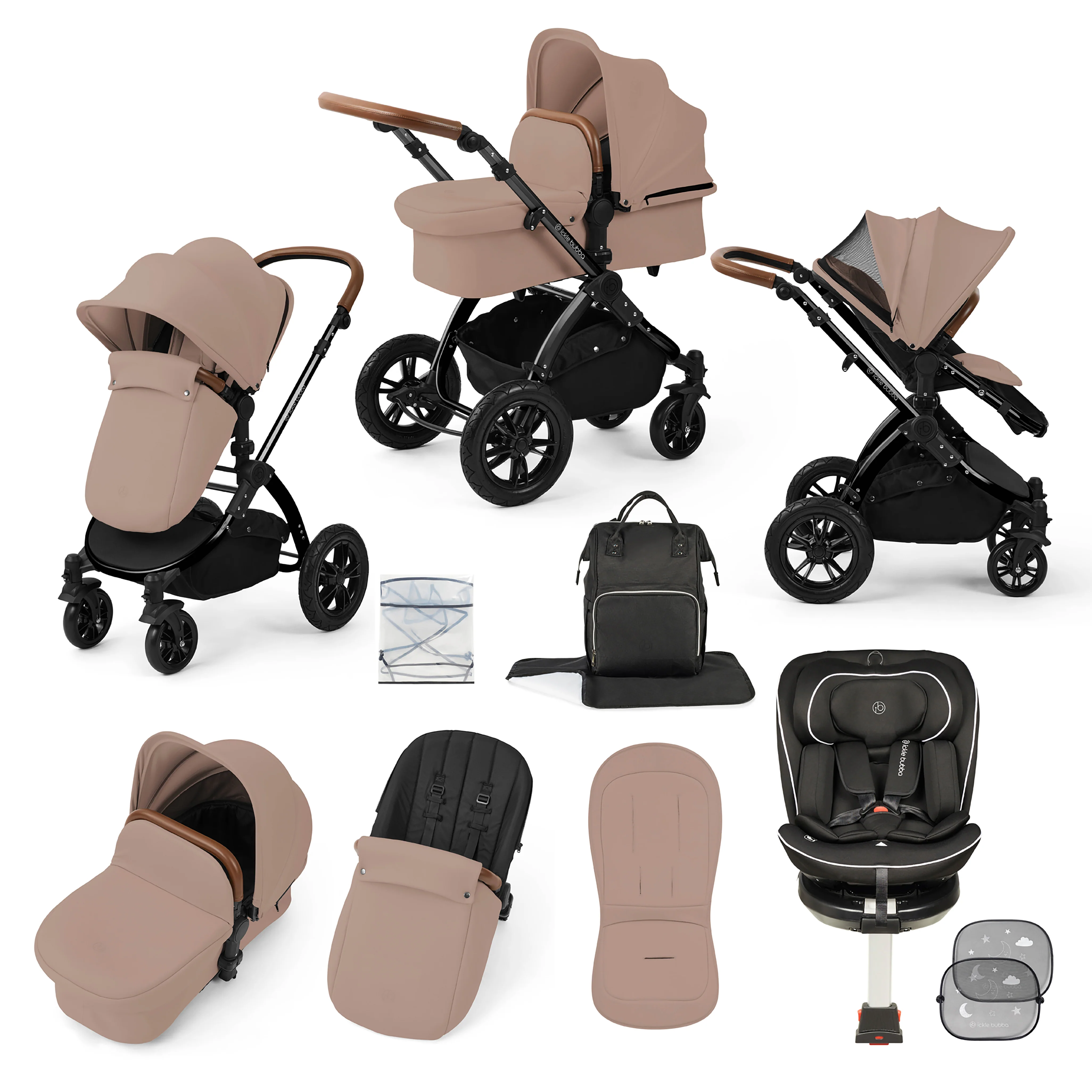 Stomp Luxe Travel Bundle with (Black) Radial i-Size Plus 360 Spin 40-150cm Isofix Car Seat - Image 19