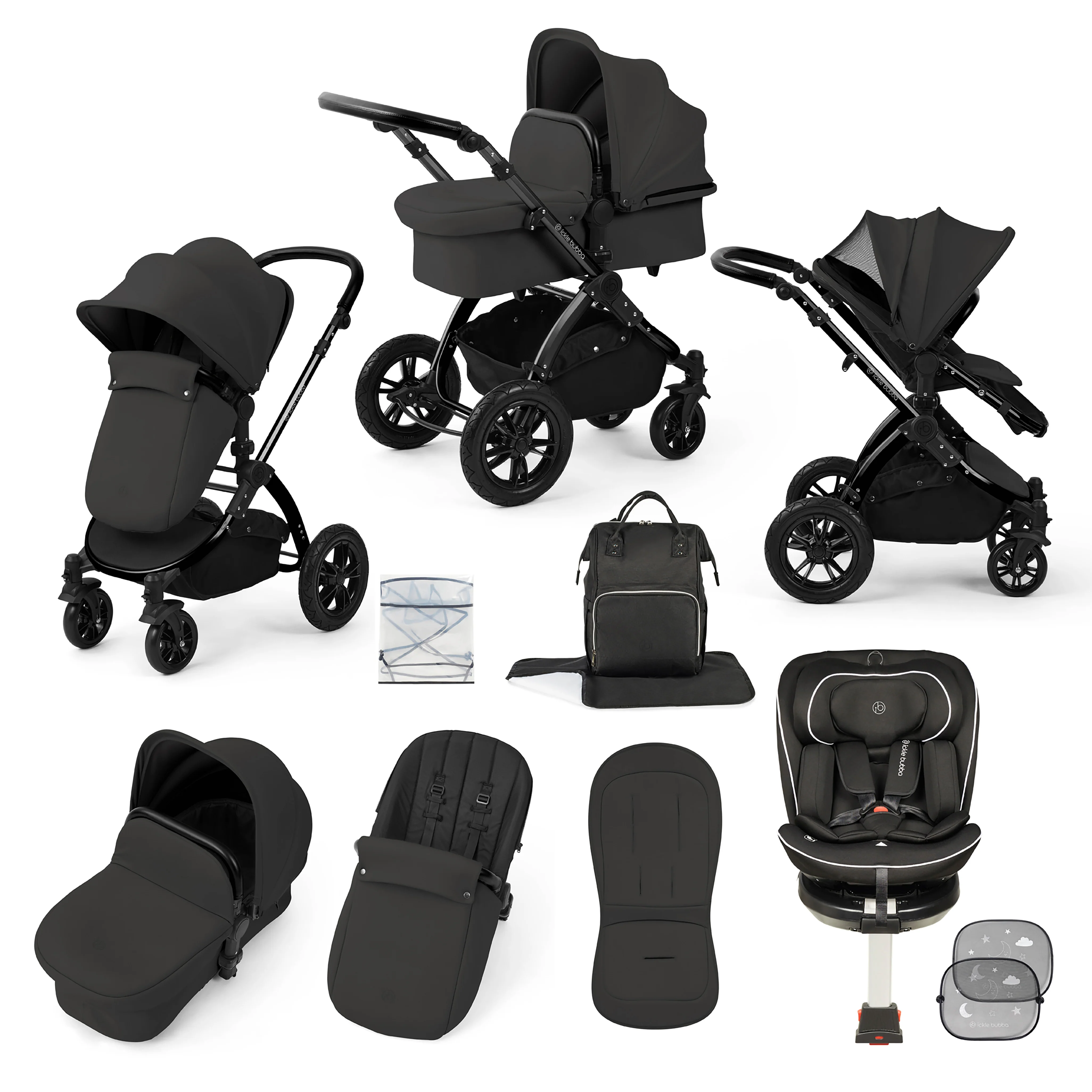 Stomp Luxe Travel Bundle with (Black) Radial i-Size Plus 360 Spin 40-150cm Isofix Car Seat - Image 8